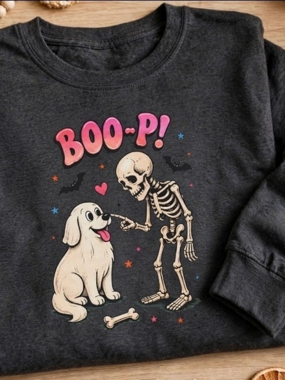 GILDAN Boo-P Halloween Dog Skeleton Long Sleeve NWT Boutique